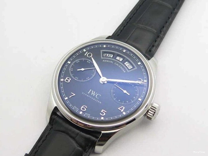 MIROTIME 0408 Portuguese Real PR Real Annual Calendar IW5035 YLF 1:1 Best Edition Black Dial On Leather Strap A Soft 7240